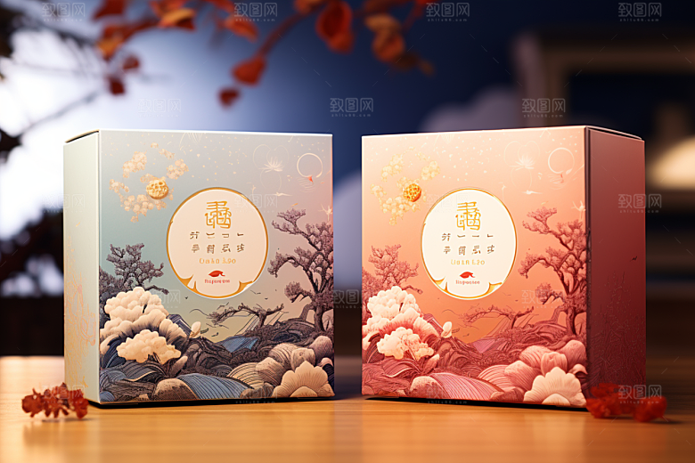 中式礼盒大气立体样机