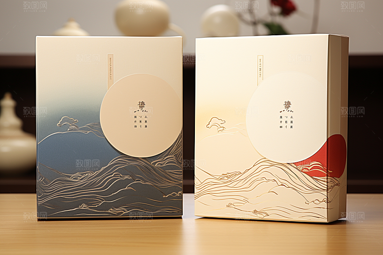中式礼盒雅致立体样机