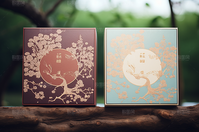 中式礼盒立体清新样机
