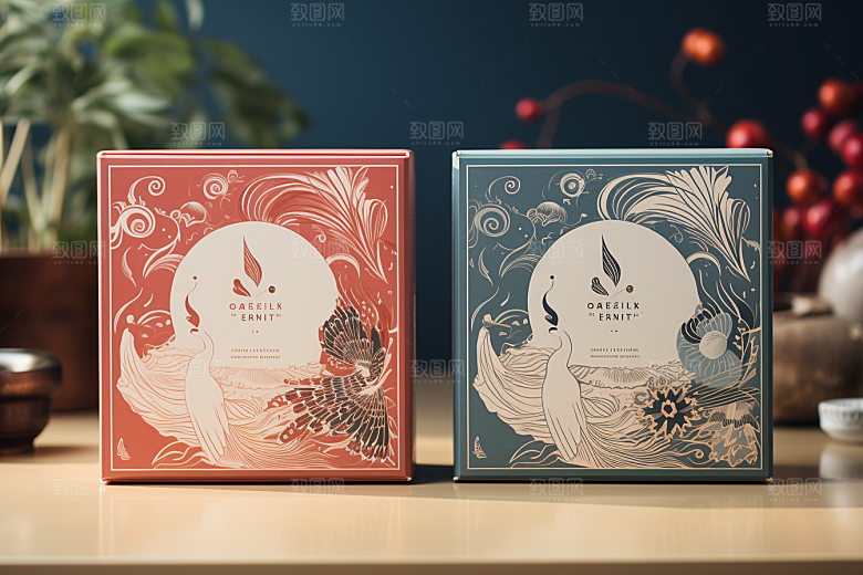 中式礼盒立体中国风样机