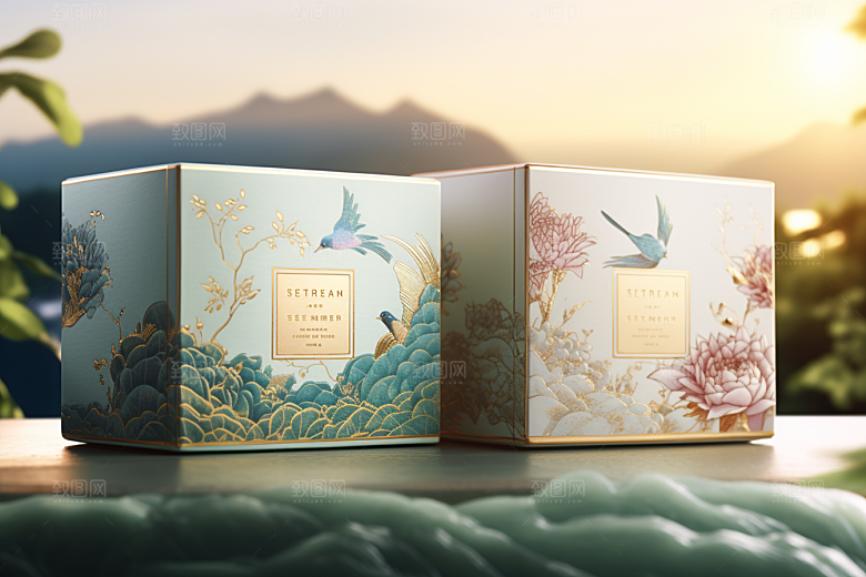 中式礼盒实物包装盒样机