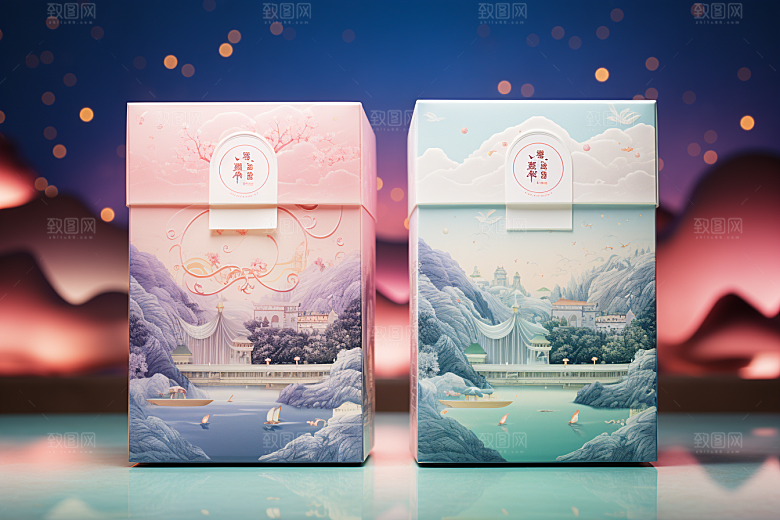中式礼盒包装设计高端样机