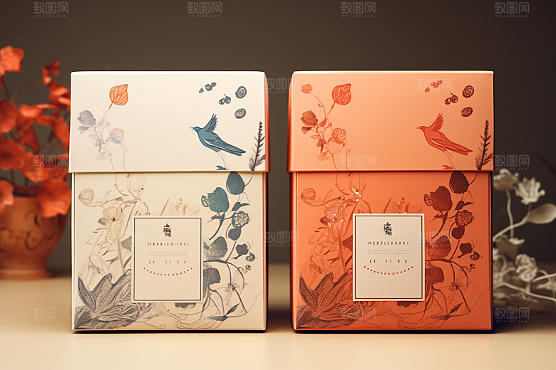 中式礼盒雅致包装设计样机