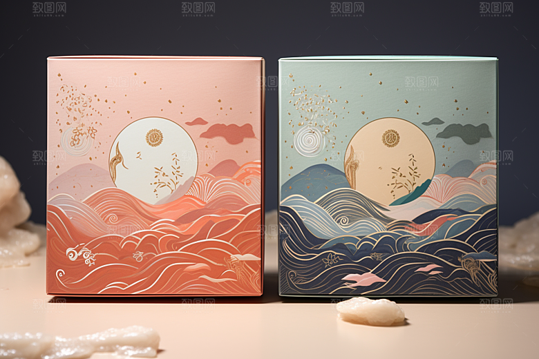 中式礼盒礼物包装盒样机