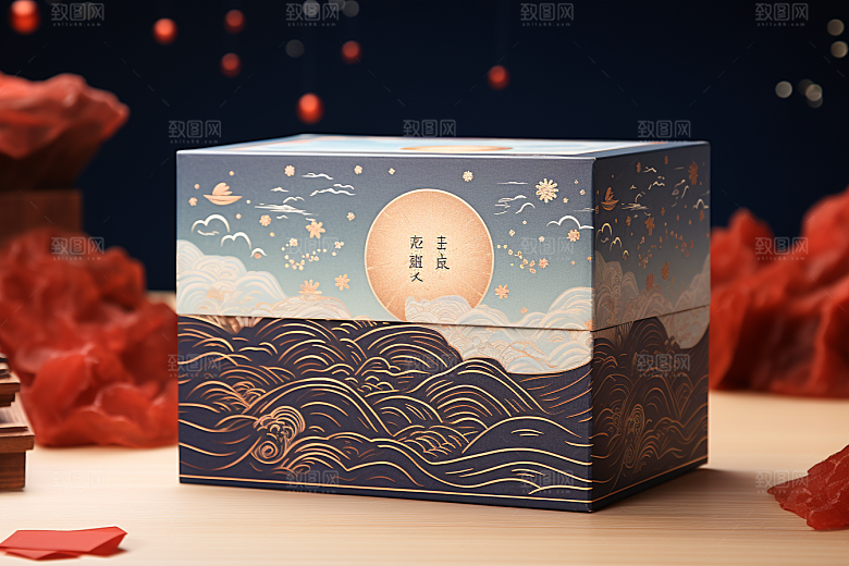 中式礼盒立体雅致样机