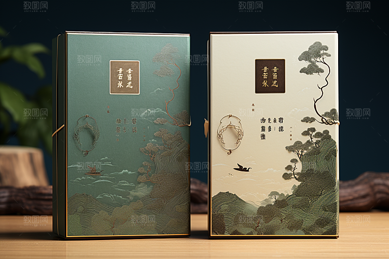 中式礼盒雅致立体样机