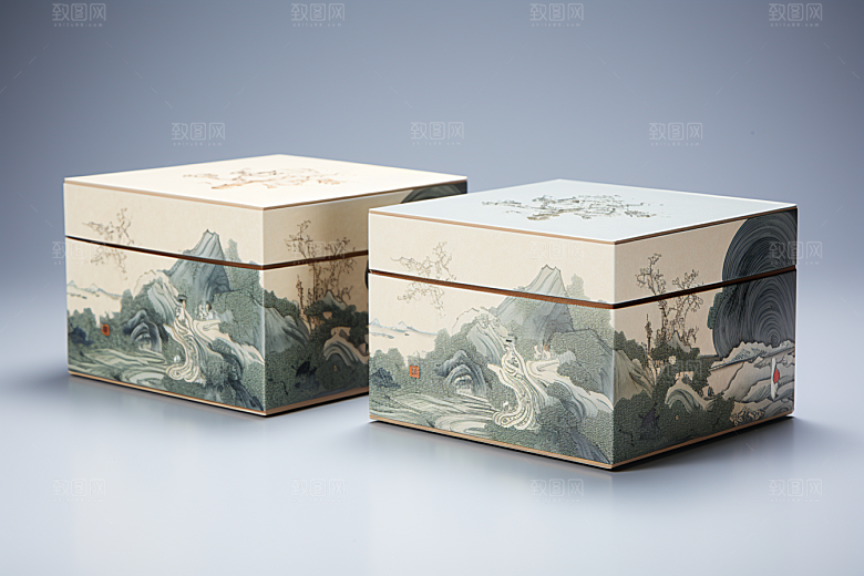 中式礼盒中国风包装盒样机
