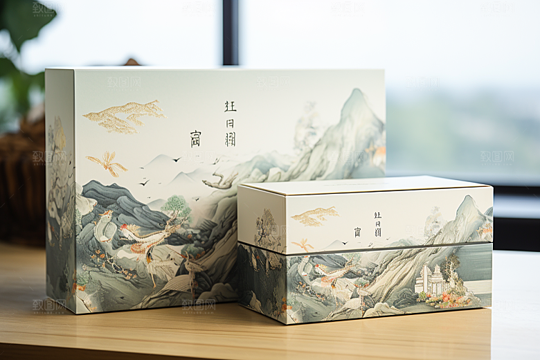 中式礼盒礼物清新样机