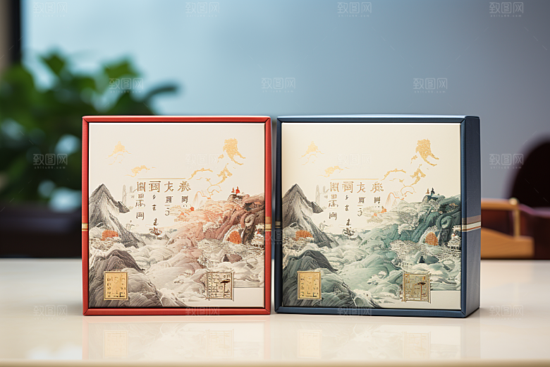中式礼盒包装设计中国风样机
