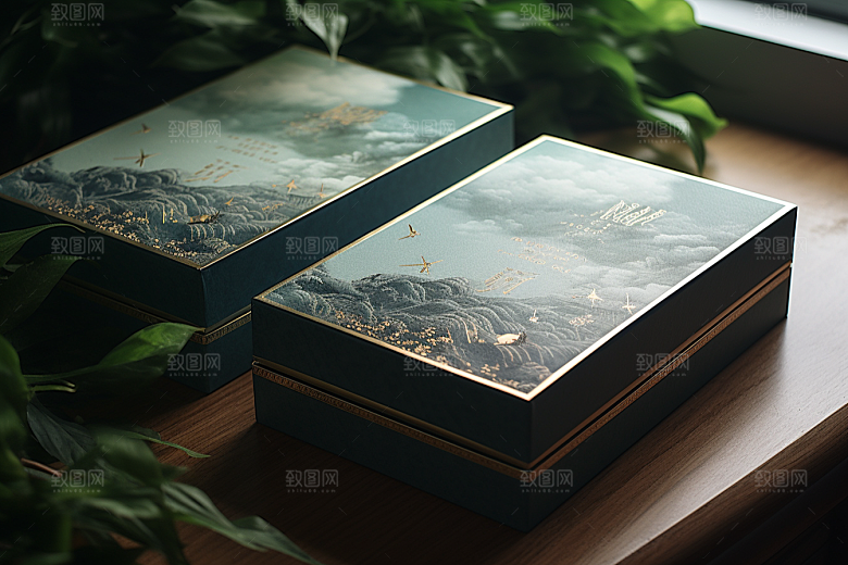 中式礼盒礼物包装设计样机