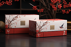 中式礼盒包装盒包装设计样机