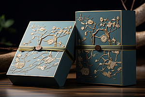 中式礼盒包装设计清新样机