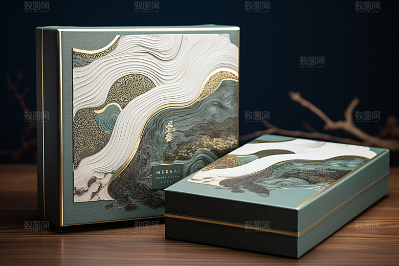 中式礼盒中国风包装盒样机