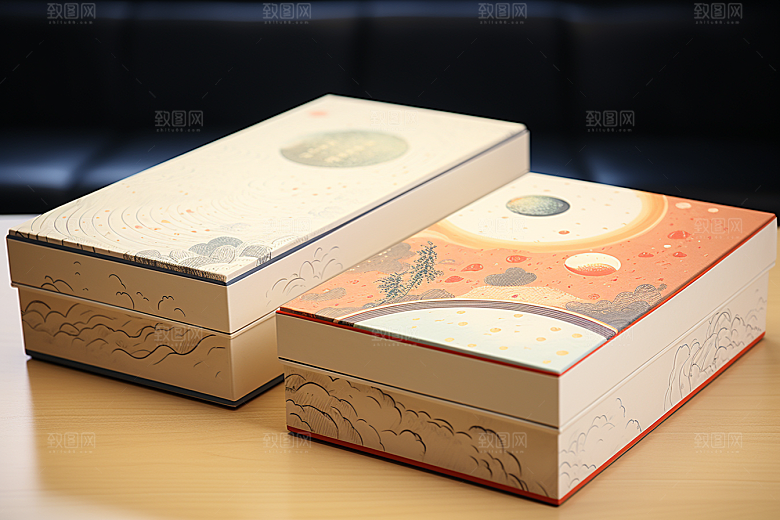 中式礼盒清新实物样机
