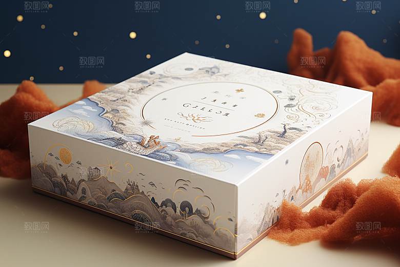 中式礼盒包装设计雅致样机