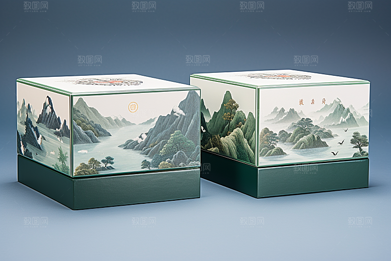 中式礼盒雅致包装设计样机