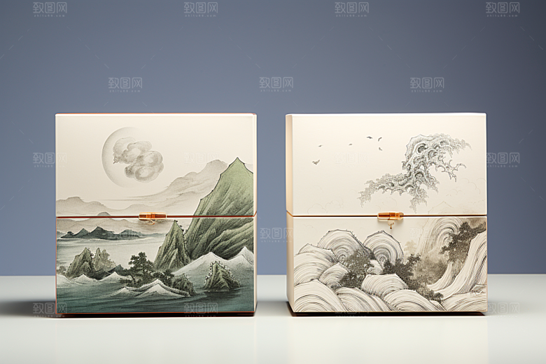 中式礼盒立体雅致样机