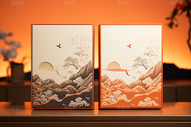 中式礼盒雅致礼物样机