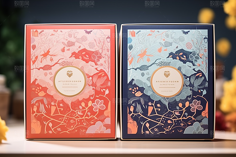 中式礼盒雅致立体样机