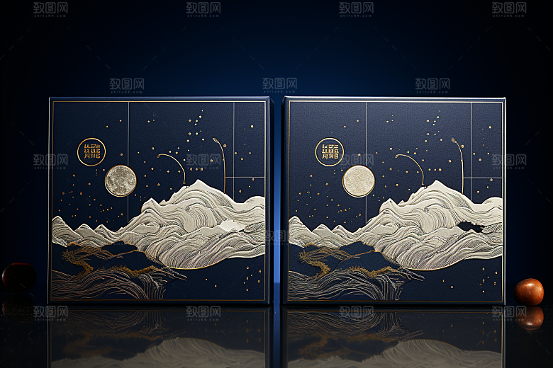中式礼盒立体包装设计样机