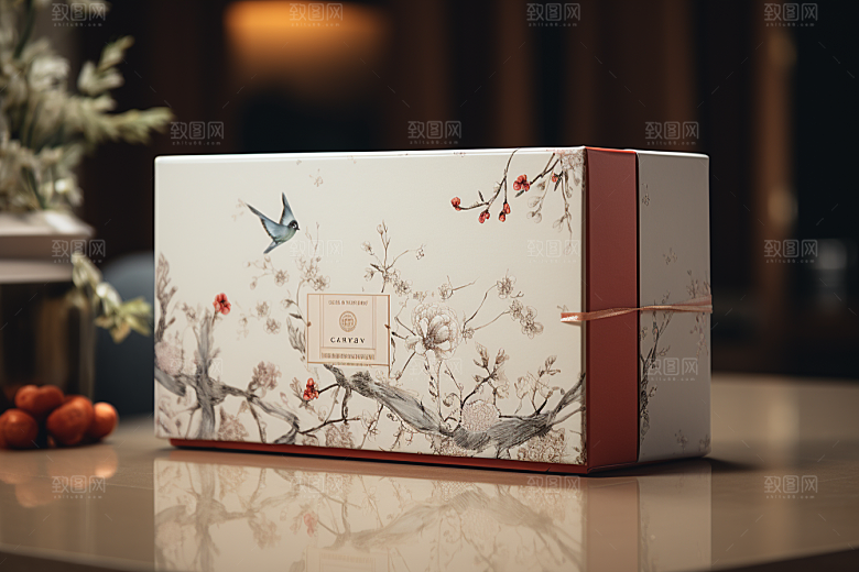 中式礼盒包装设计立体样机