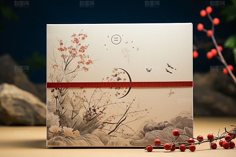 中式礼盒立体雅致样机