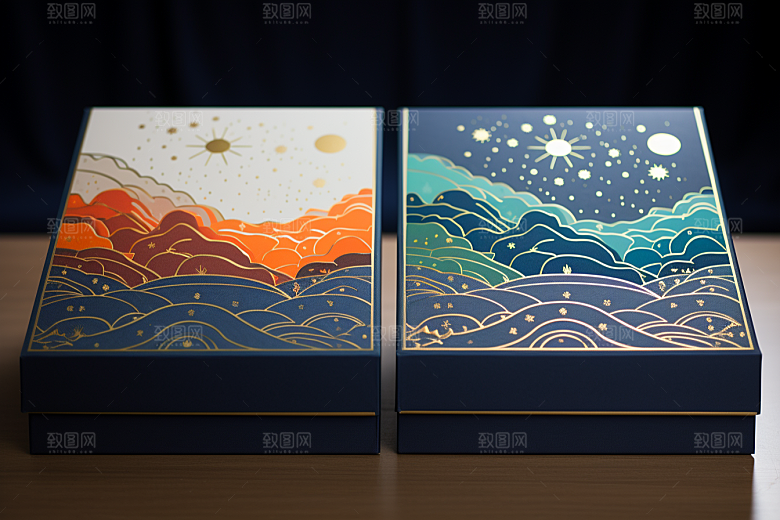 中式礼盒包装设计清新样机