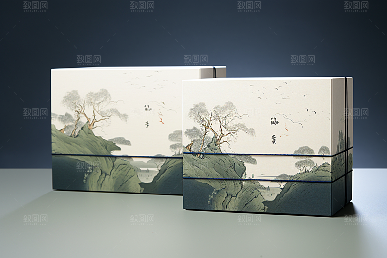 中式礼盒立体包装设计样机