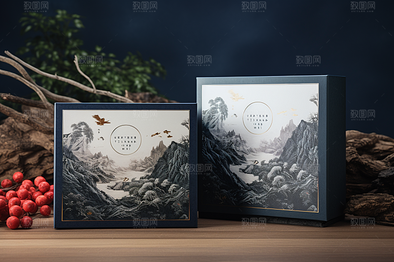 中式礼盒高端雅致样机