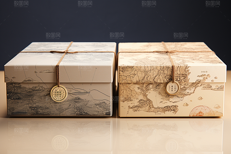 中式礼盒包装盒实物样机