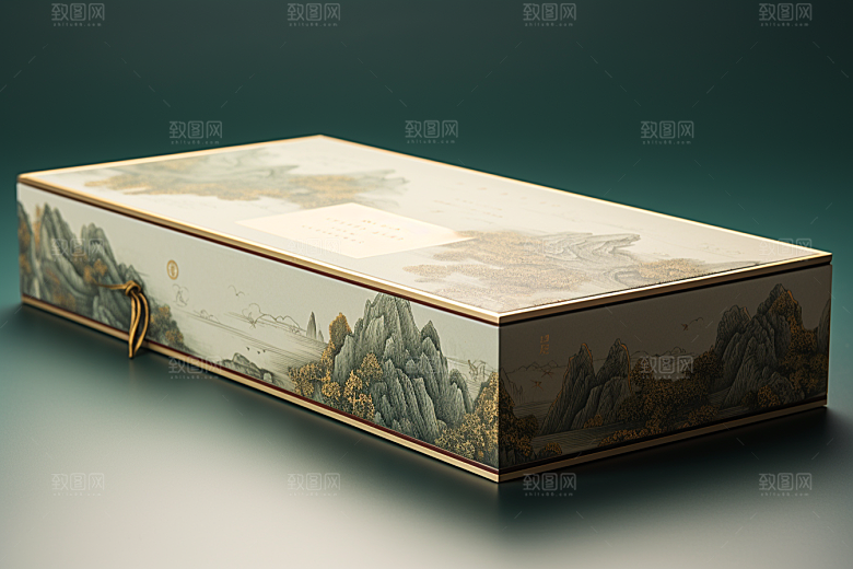 中式礼盒包装设计礼物样机