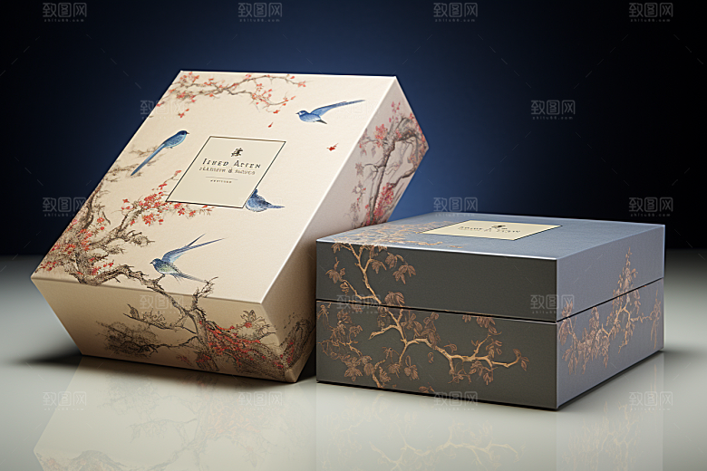 中式礼盒包装盒包装设计样机