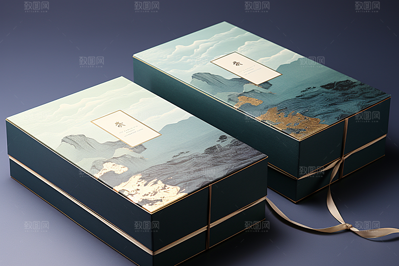 中式礼盒雅致包装盒样机