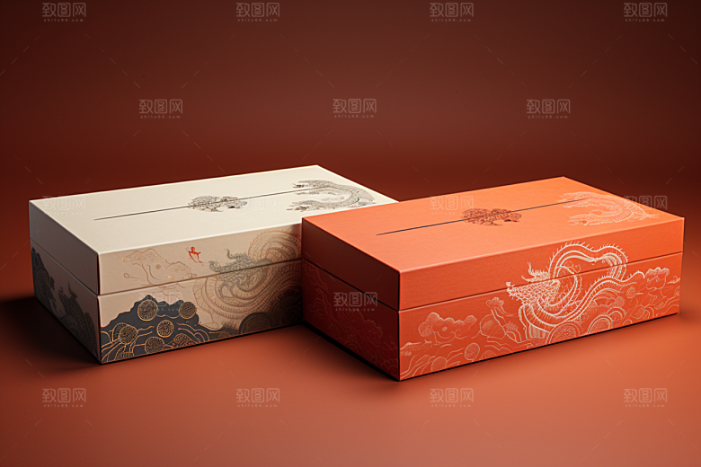中式礼盒中国风礼物样机
