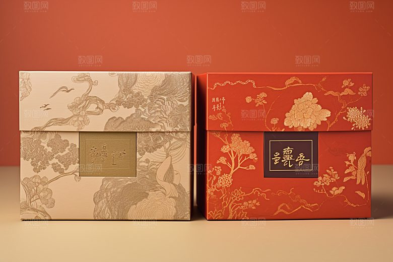 中式礼盒立体包装设计样机