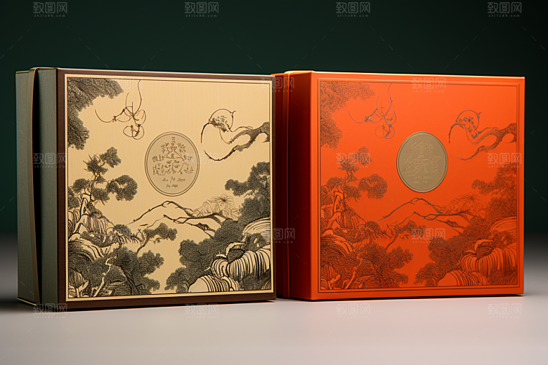 中式礼盒中国风清新样机