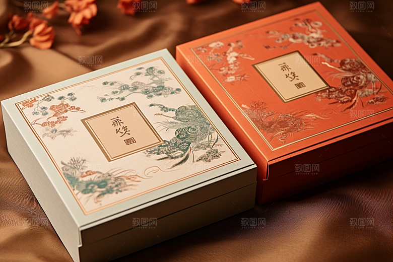 中式礼盒清新中国风样机