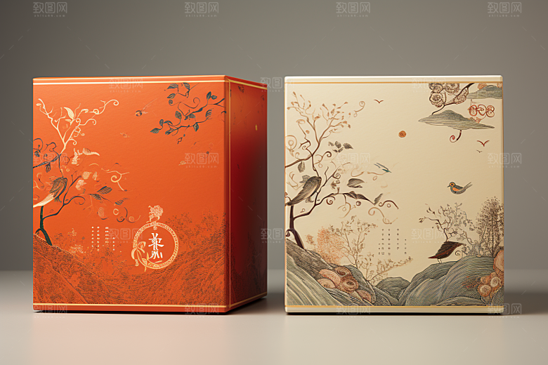 中式礼盒清新中国风样机