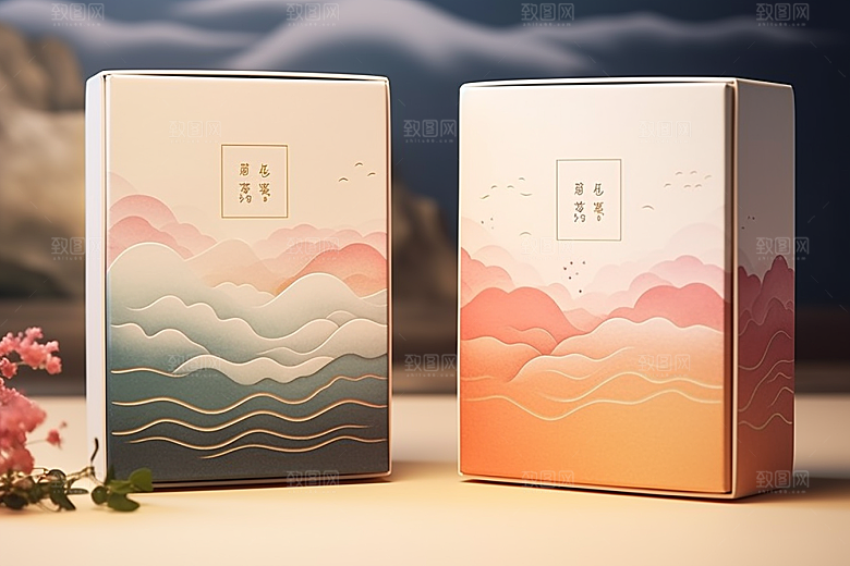 中式礼盒中国风包装设计样机