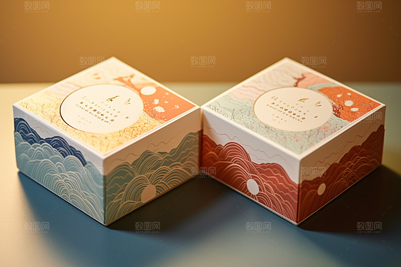 中式礼盒雅致包装盒样机