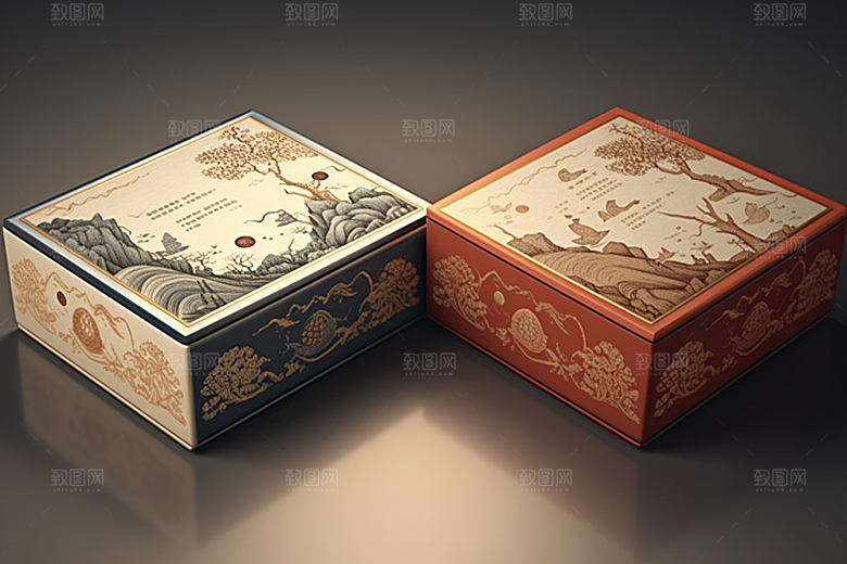 中式礼盒中国风包装盒样机