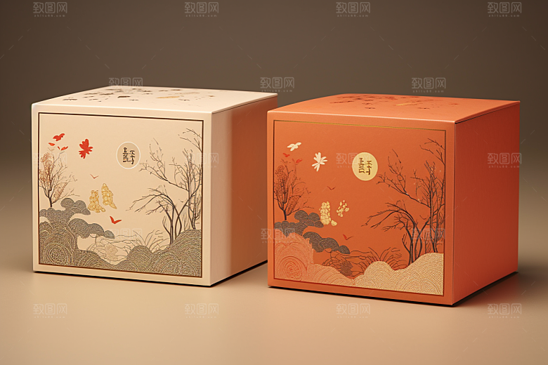 中式礼盒雅致实物样机