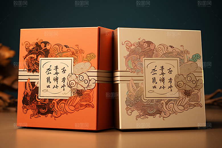 中式礼盒大气实物样机