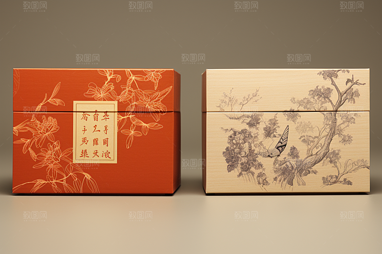中式礼盒立体雅致样机