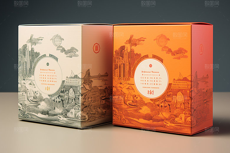 中式礼盒包装设计高端样机