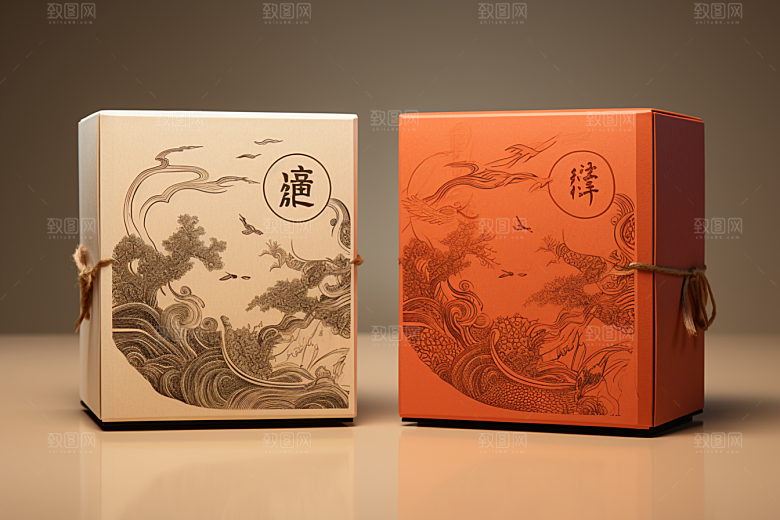 中式礼盒实物清新样机