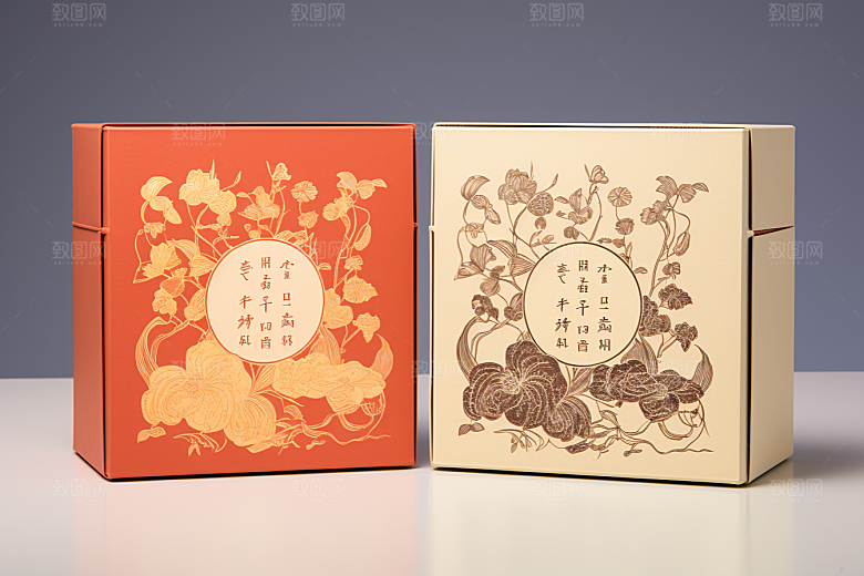 中式礼盒包装盒中国风样机