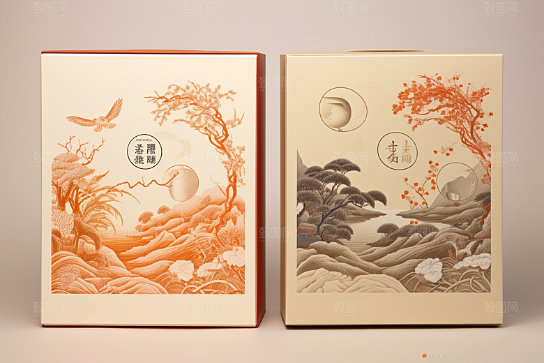 中式礼盒高端清新样机