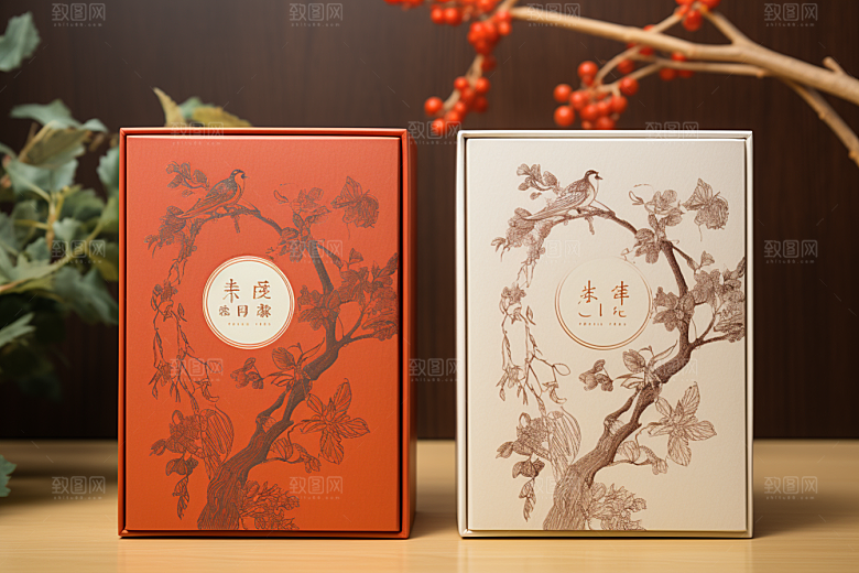 中式礼盒包装盒大气样机