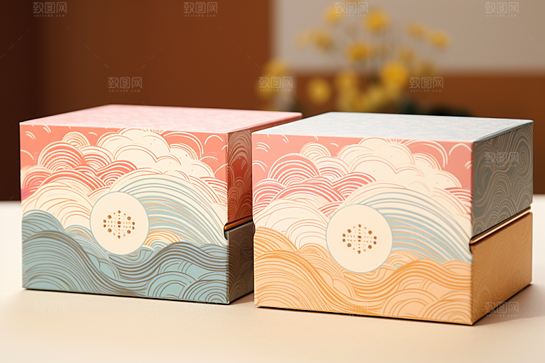 中式礼盒包装设计礼物样机